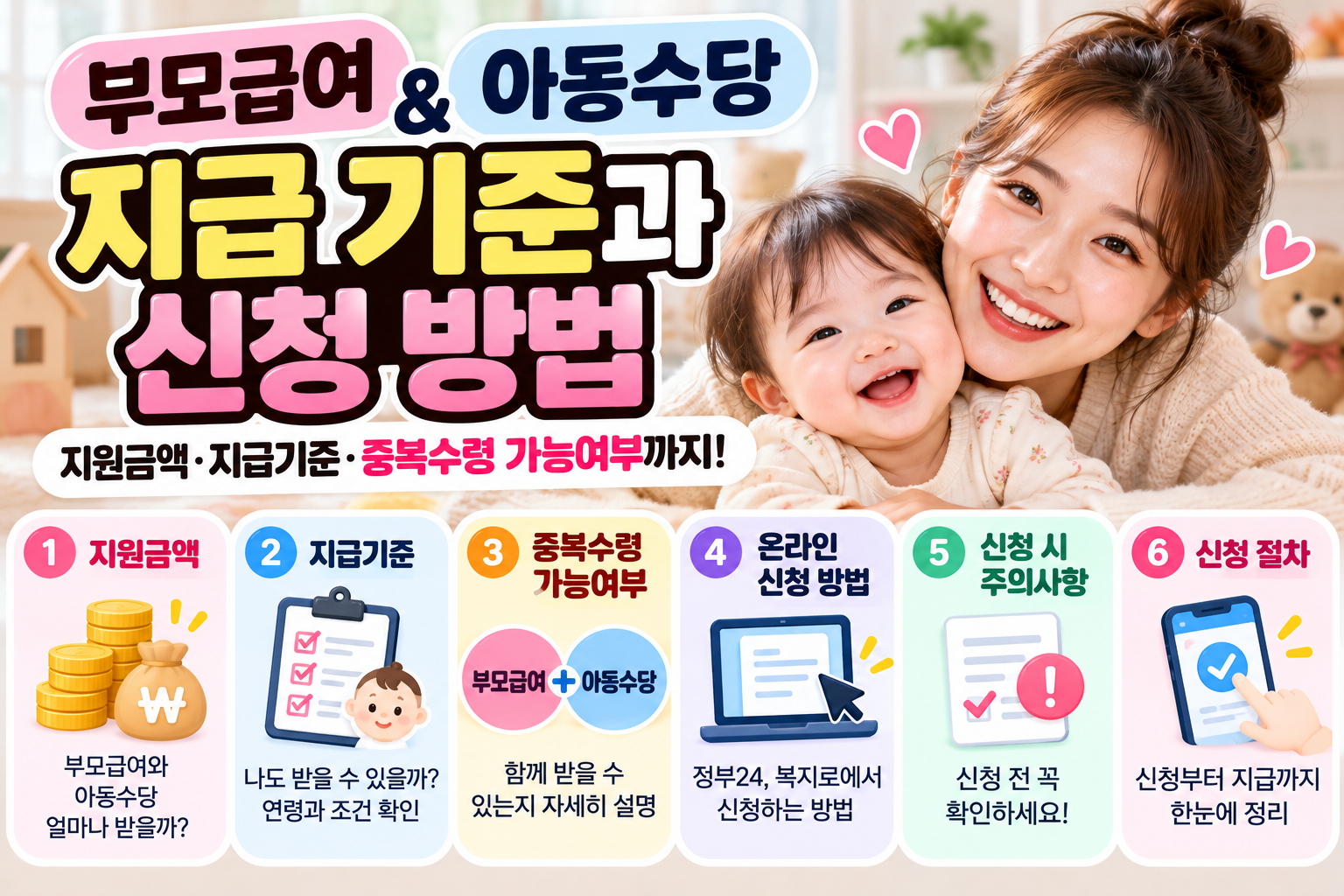 부모급여 및 아동수당 지급 기준과 신청 방법