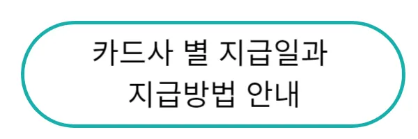 카드사 별 지급일과&nbsp;
지급방법 안내