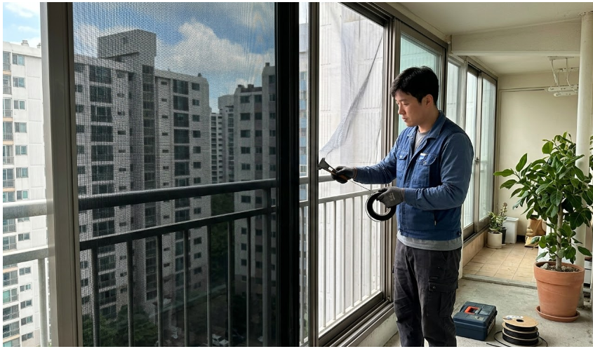 사생활 방충망으로 아파트 옆집 시선 차단