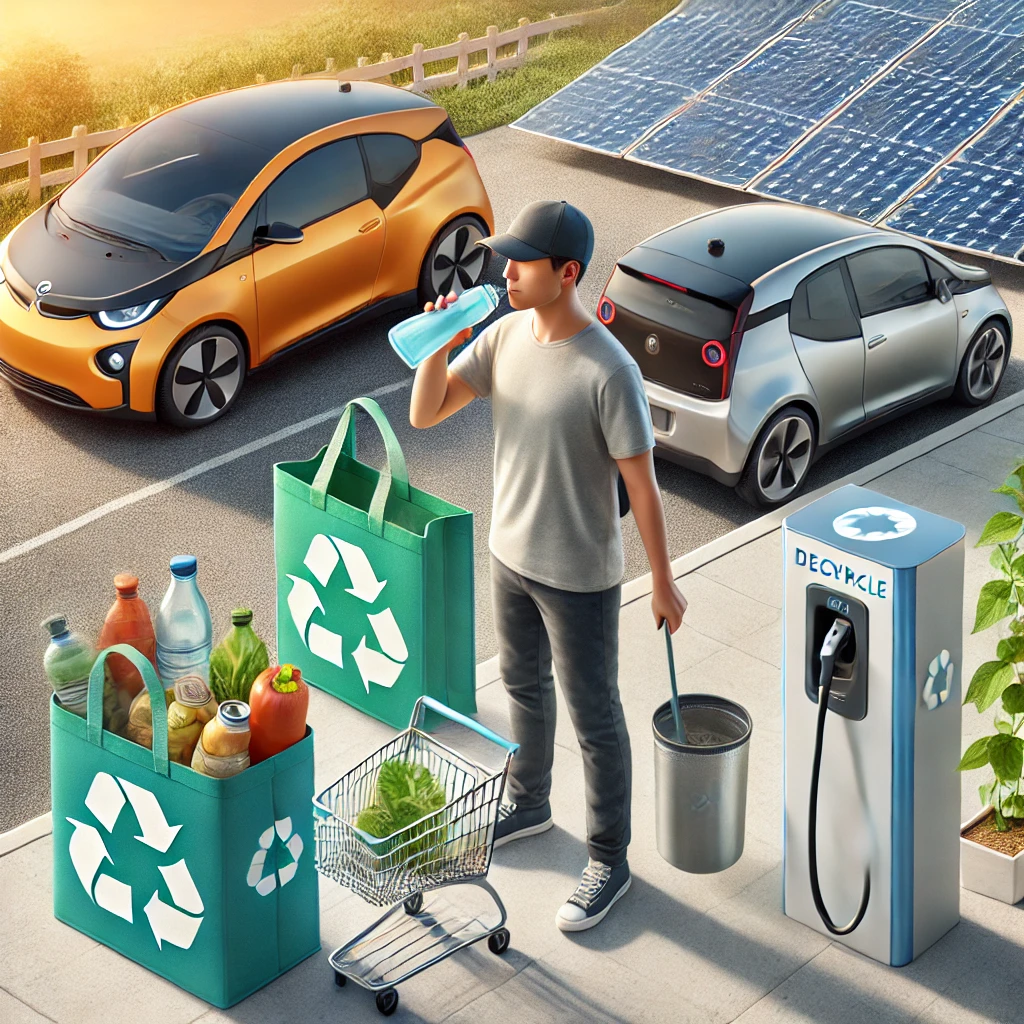 탄소배출을 줄이기 위한 친환경차 태양열 에너지 재활용등의 이미지