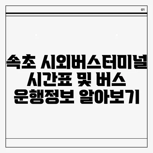 속초 시외버스터미널 시간표 및 버스 운행정보 알아보기