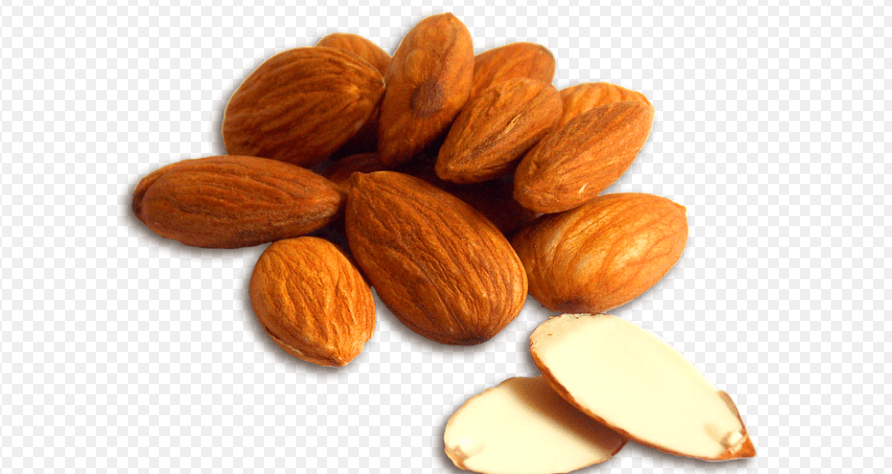 아몬드 몇 개가 놓여 있다