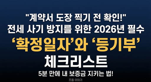 2026년 전세 사기 방지 대책 등기부등본 확인법 확정일자 전입신고 효력 전세보증보험 가입 기준 총정리 대표 이미지