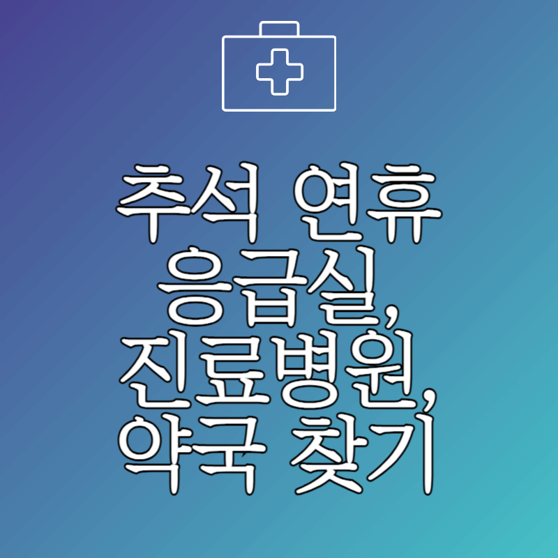 추석 연휴 응급실, 진료병원, 약국 찾기