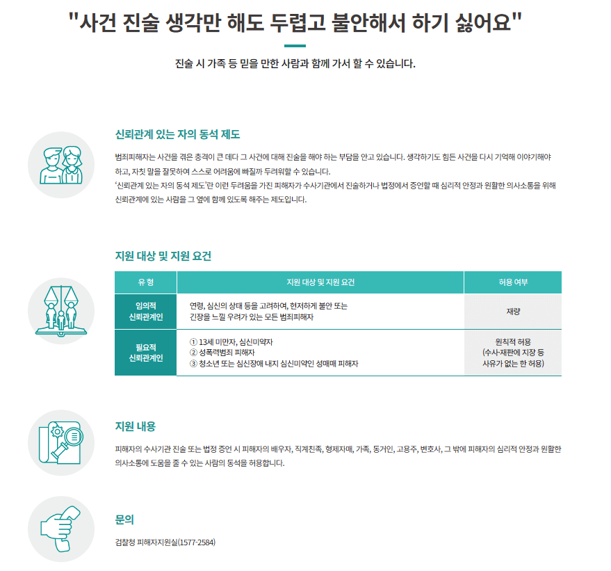 형사절차상 피해보호 - 신뢰관계 있는 자의 동석 제도