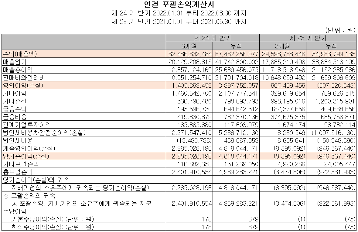 텔레칩스 - 손익계산서
