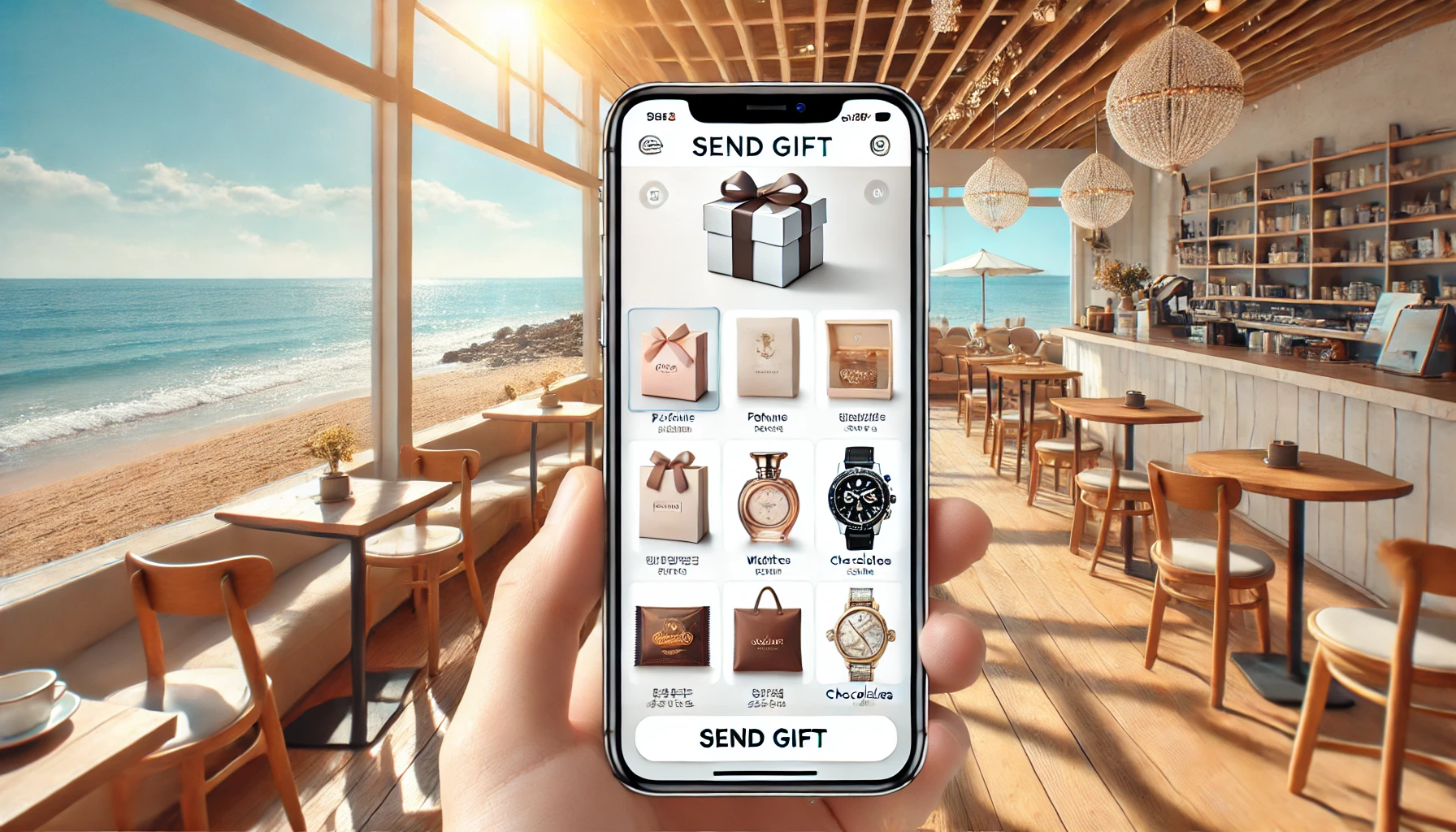 모바일로 선물 전송하는 사진