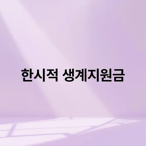 한시적 생계지원금