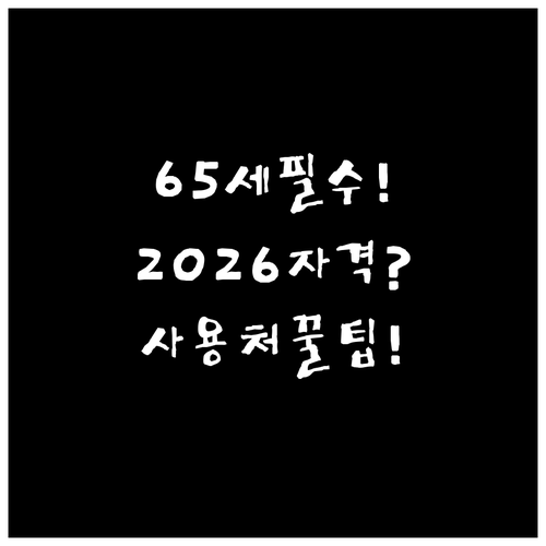 65세 이상 필수, 2026 어르신 ..