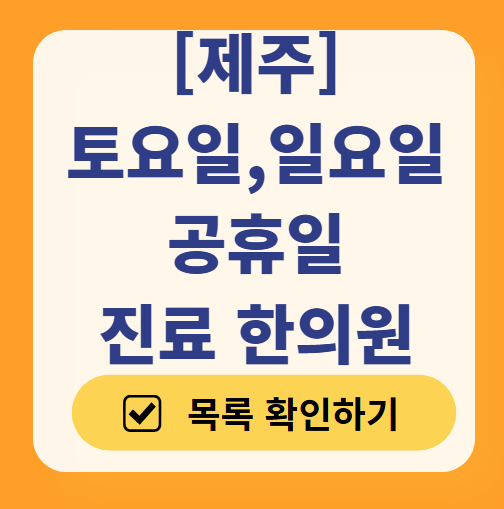 제주도 주말 진료 한의원 모음! 일요일·토요일 문 여는 곳 총정리
