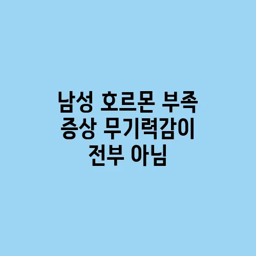 남성 호르몬 부족 증상 무기력감이 전부 아님