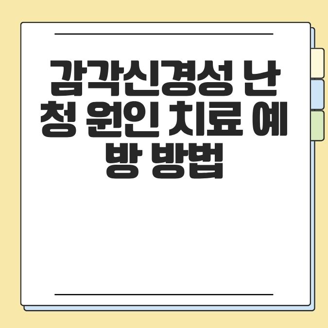 감각신경성 난청 원인 치료 예방 방법