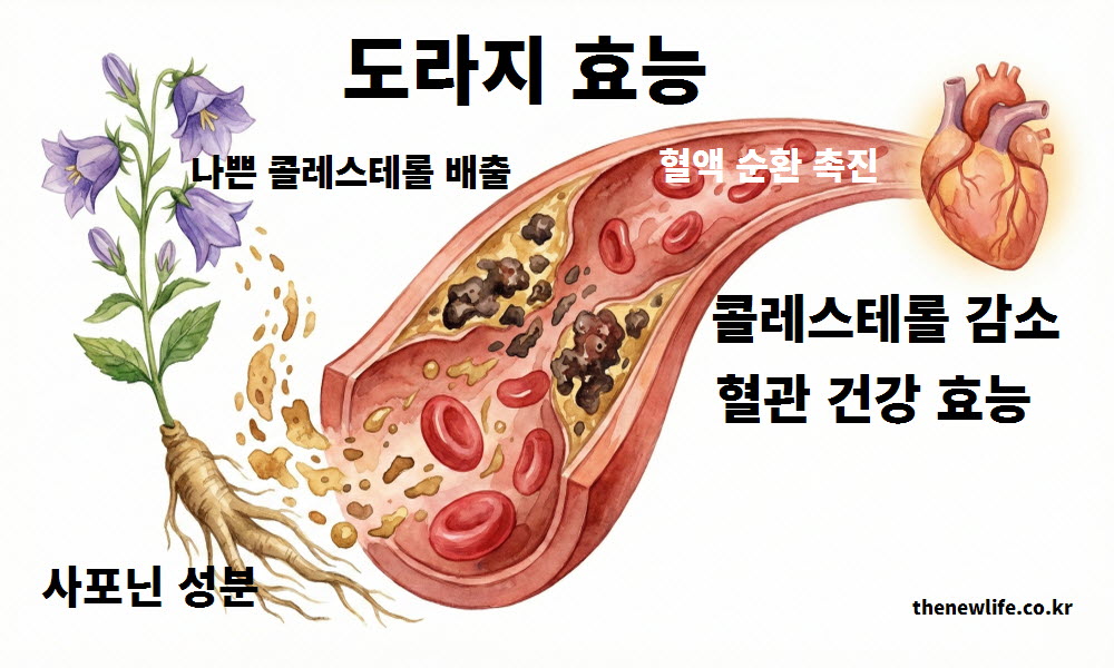 도라지 효능이 콜레스테롤 감소와 깨끗한 혈관 건강을 돕는 이미지