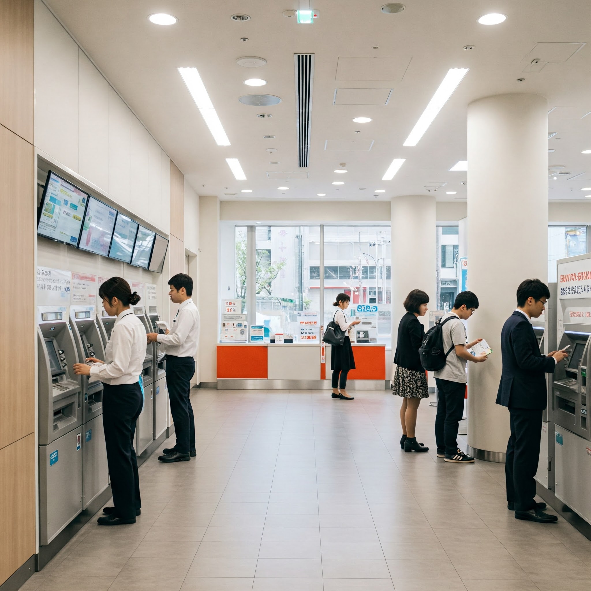 일본 은행 풍경입니다.