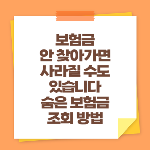 보험금 안 찾아가면 사라질 수도 있습니다 (숨은 보험금 조회 방법)