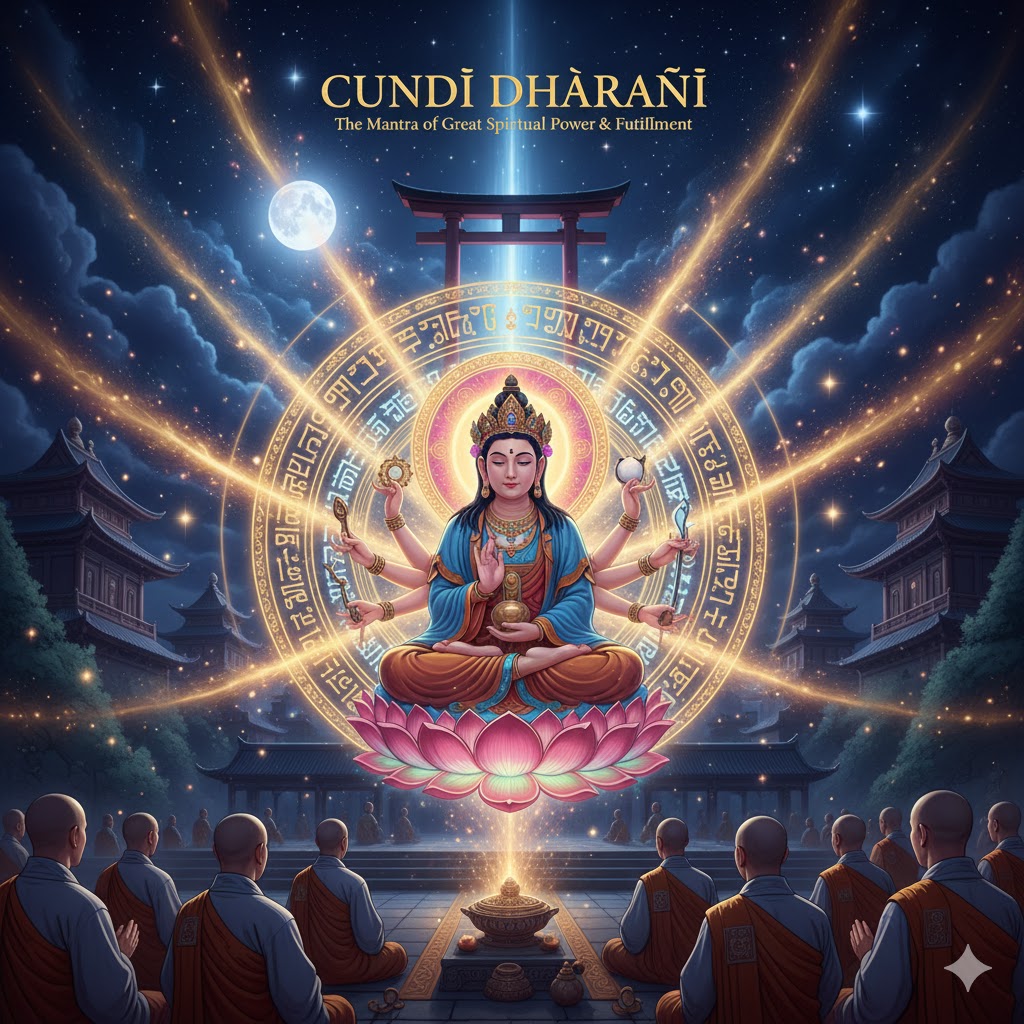 관세음보살의 변화신 중 하나인 준제보살을 찬탄하고 의지하는 주문 지혜와 장애 소멸의 진언