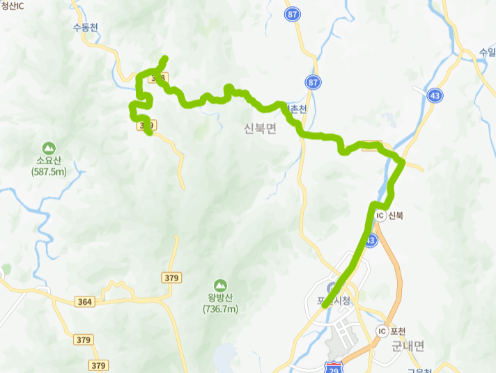 포천-87-1번-버스-노선-지도