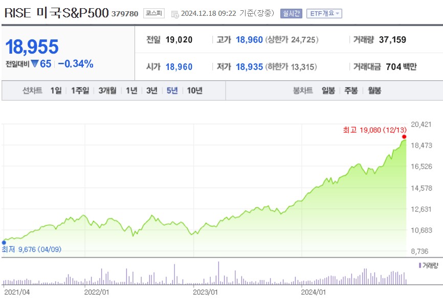 RISE 미국S&P500 주가
