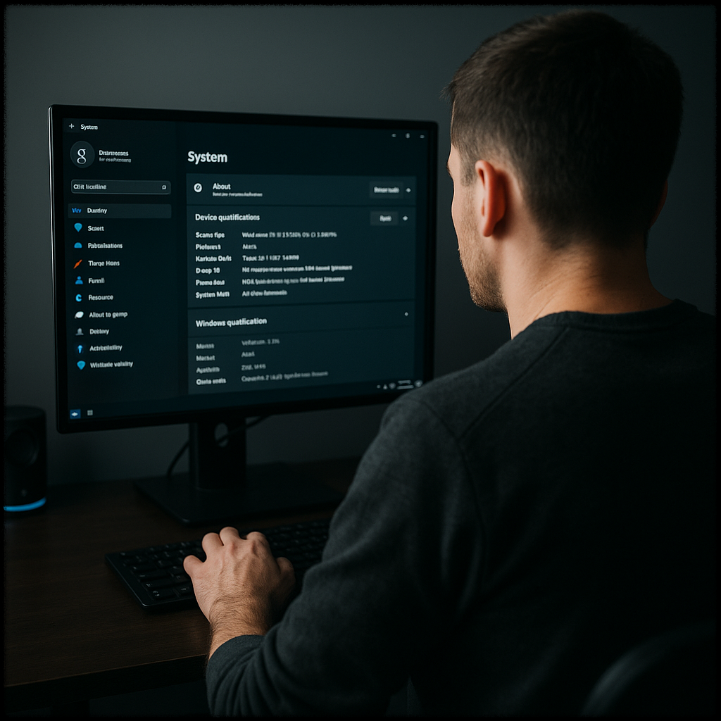 컴퓨터 사양을 확인하는 사용자