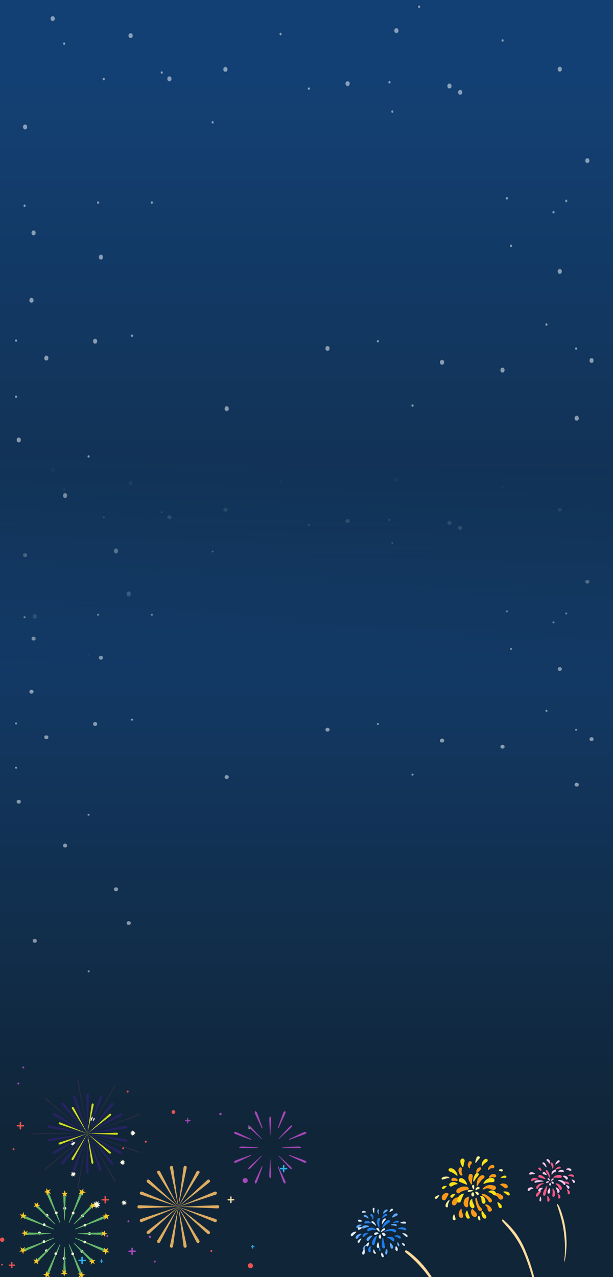 작은 불꽃 폭죽위로 수많은 별들이 뜬 이미지