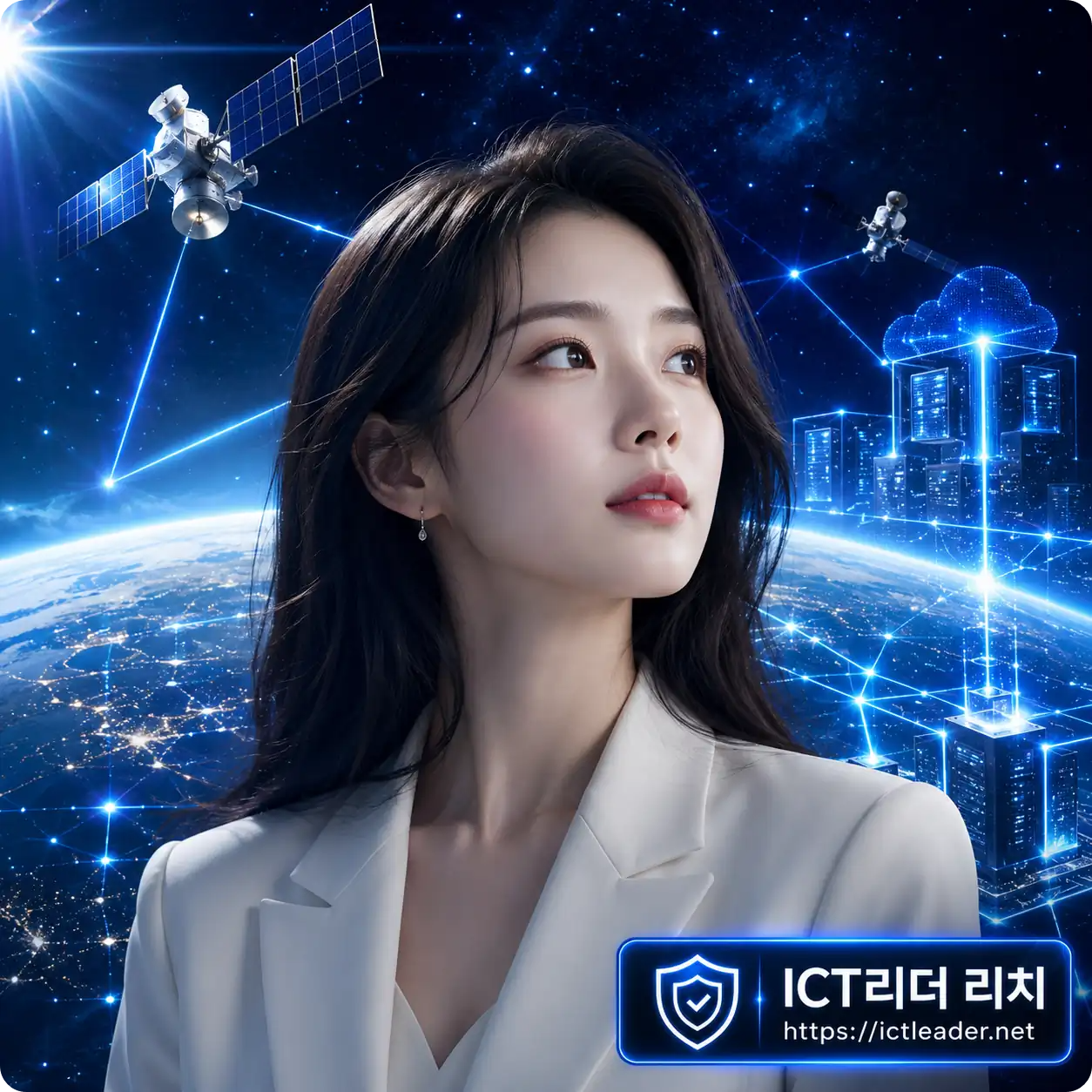 우주 AI 인프라와 스페이스X 위성 데이터센터를 상징하는 여성 중심 대표 썸네일 이미지 2