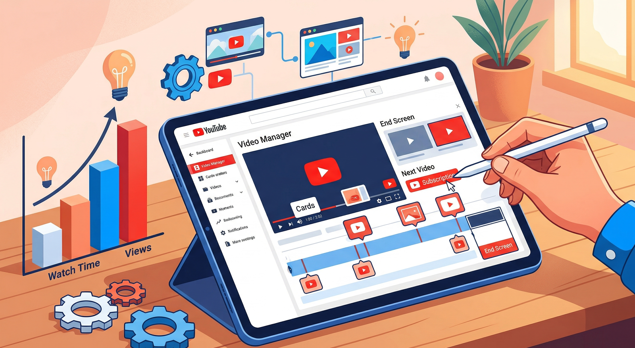 카드(Cards)와 최종 화면(End Screens)을 활용한 시청 유도전략 관련 이미지