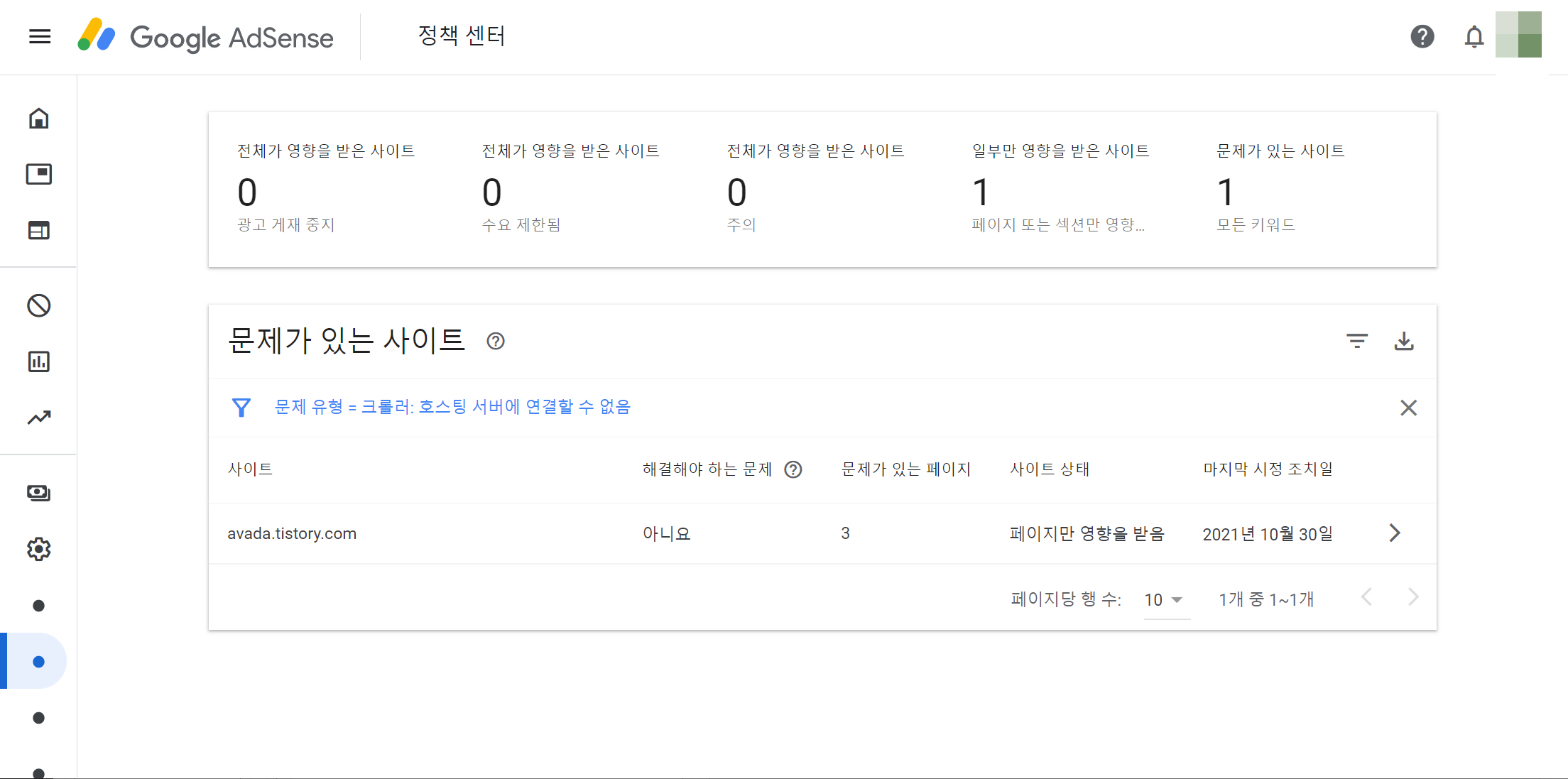 구글 애드센스 광고 크롤러 오류 - 문제가 있는 사이트