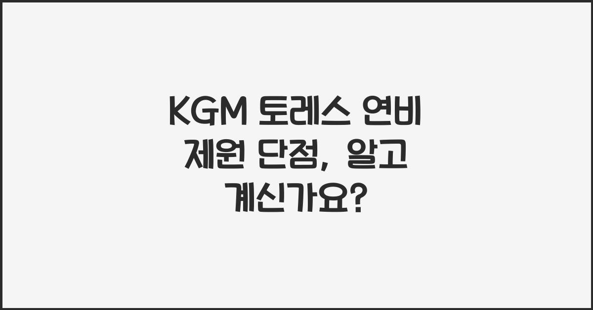 KGM 토레스 연비 제원 단점