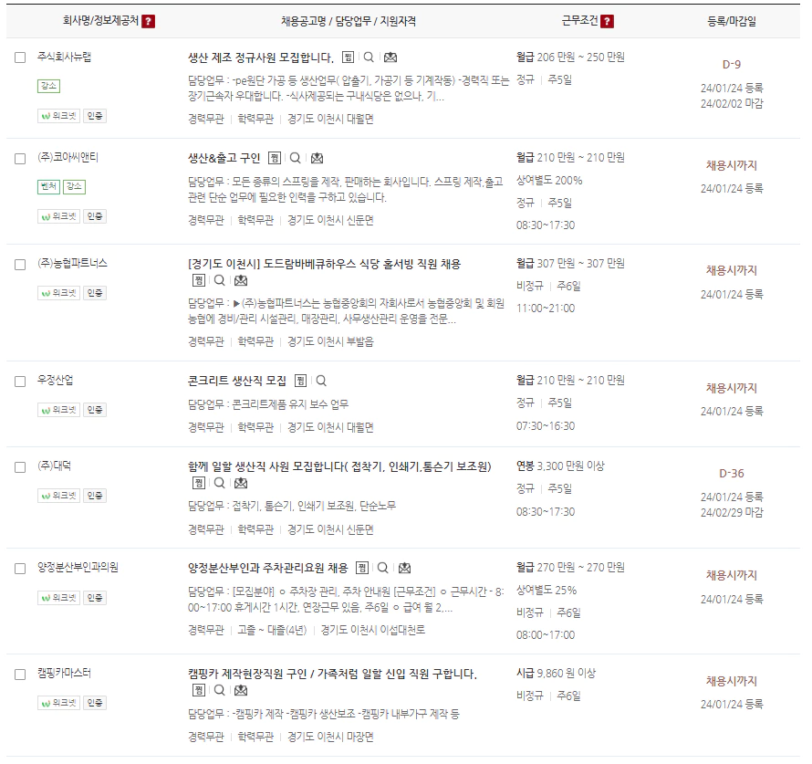 조회 일자리 확인하기