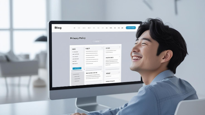 애드센스 승인 메시지를 확인하고 기뻐하는 남성 블로거