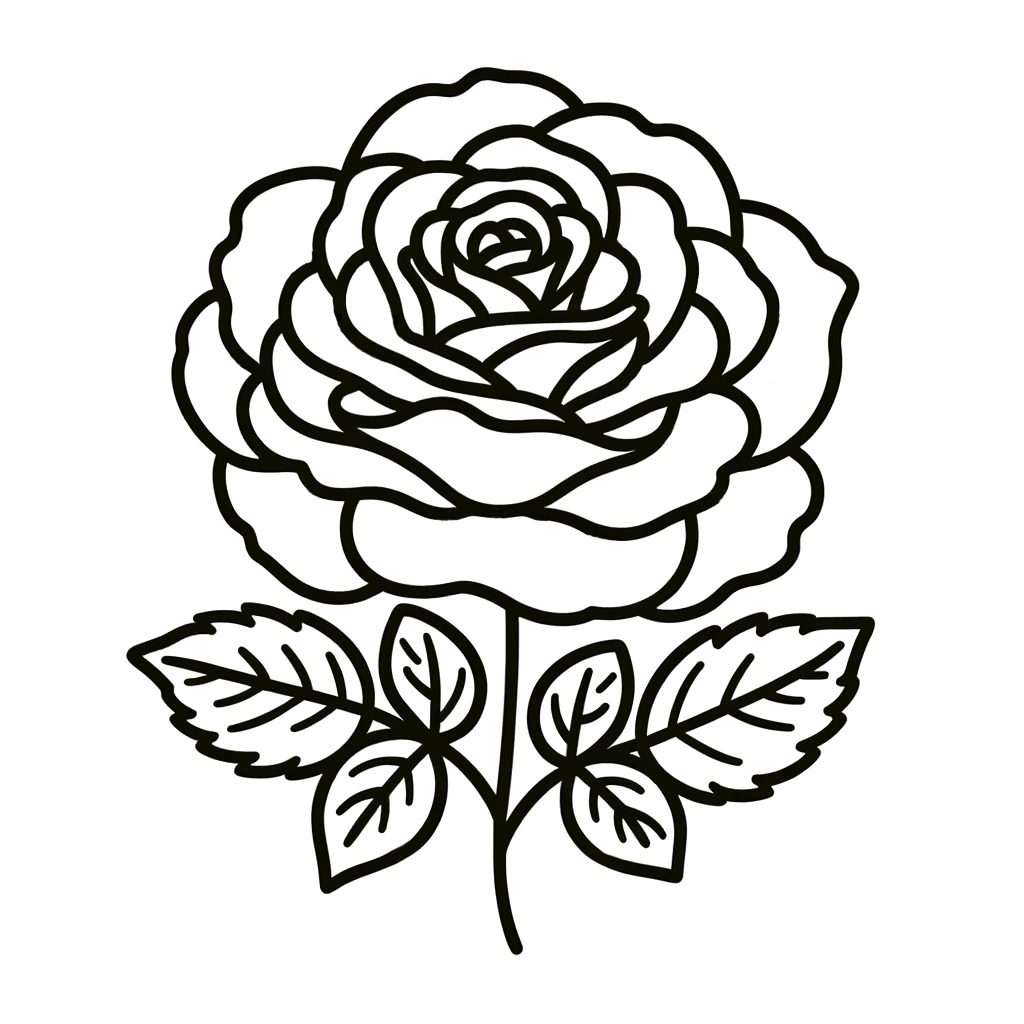 장미 색칠공부 도안 rose coloring page