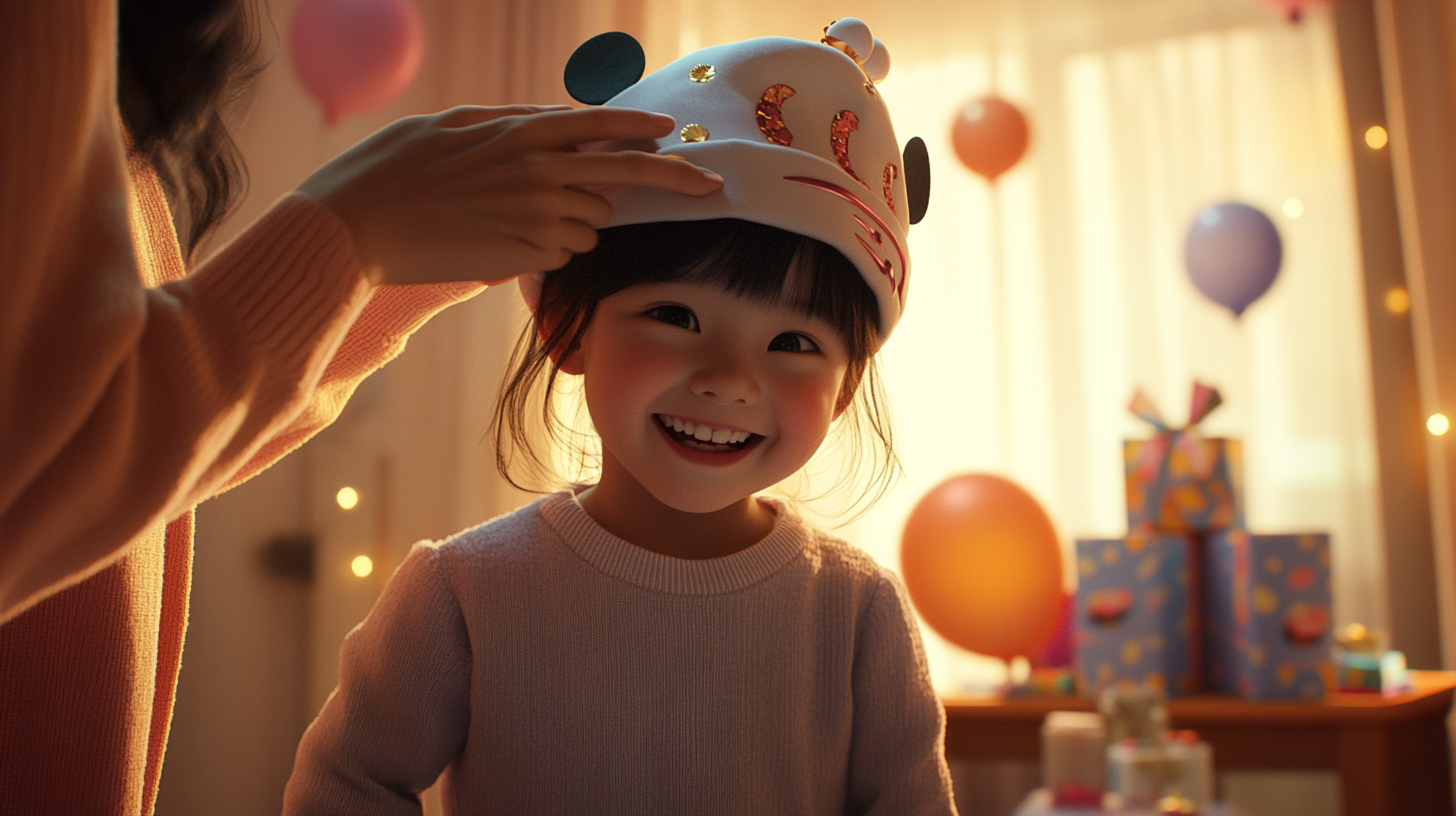 어린이날 선물 추천으로 캐릭터 모자를 쓰고 있는 어린이