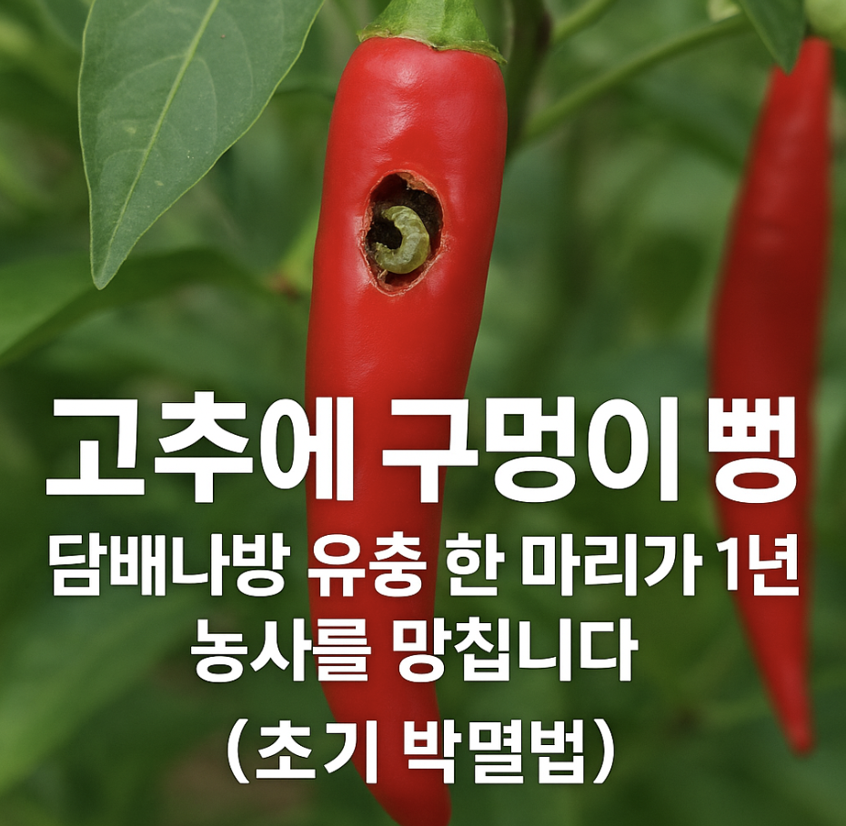 고추에 구멍이 뻥! 담배나방 유충 한 마리가 1년 농사를 망칩니다 (초기 박멸법)