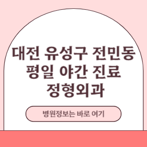 대전 유성구 전민동 평일 야간진료 정형외과 진료 병원