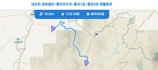 경기둘레길 연천 포천 13코스 내산리 삼보쉼터 중3리마을회관 구간 가는 방법 트레킹 날씨 정보