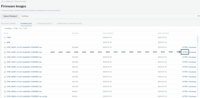 support.fortinet.com -&gt; Support -&gt; Firmware Download