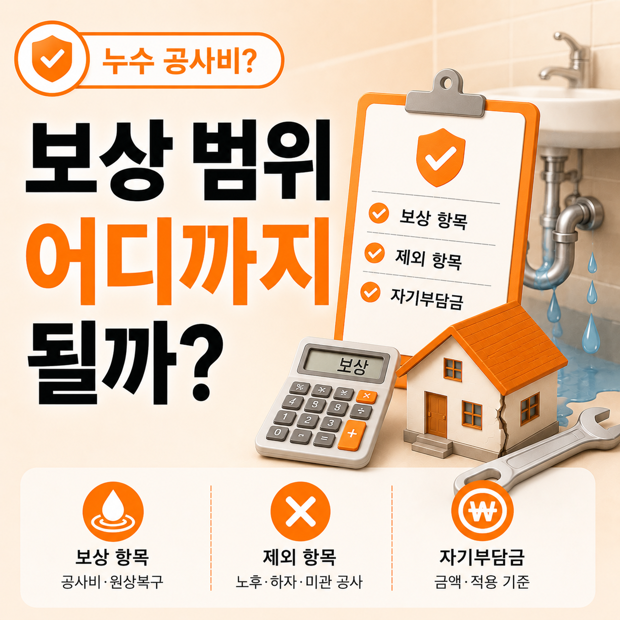 누수 공사비 보상 범위 기준 안내
