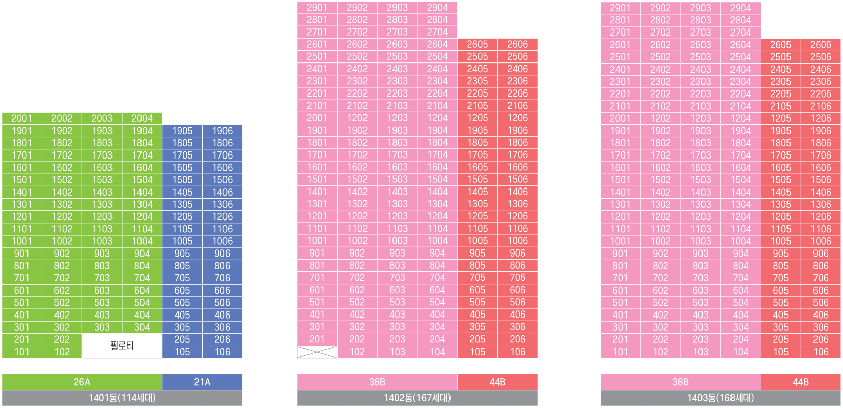 아산탕정2 A14블록 행복주택 동호배치도