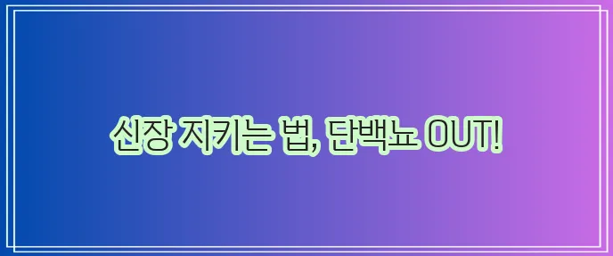 단백뇨 줄이는 방법 신장 건강이 정말 중요합니다