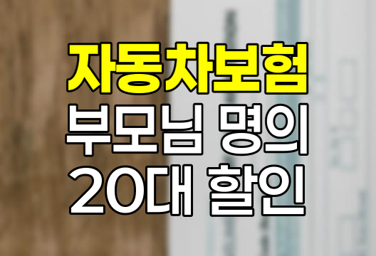 20대를 위한 자동차보험 가입 전략, 부모님 명의 활용하기