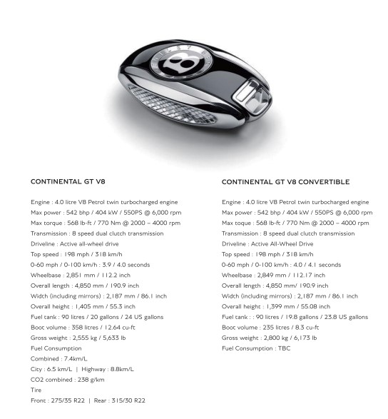 2022컨티넨탈gtv8-key