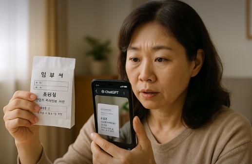 봉투를 핸드폰으로 촬영