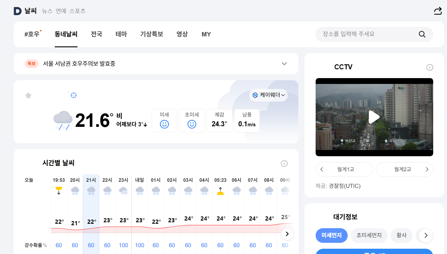 방법 3: 다음 날씨 - 직관적이고 사용하기 편한 디자인