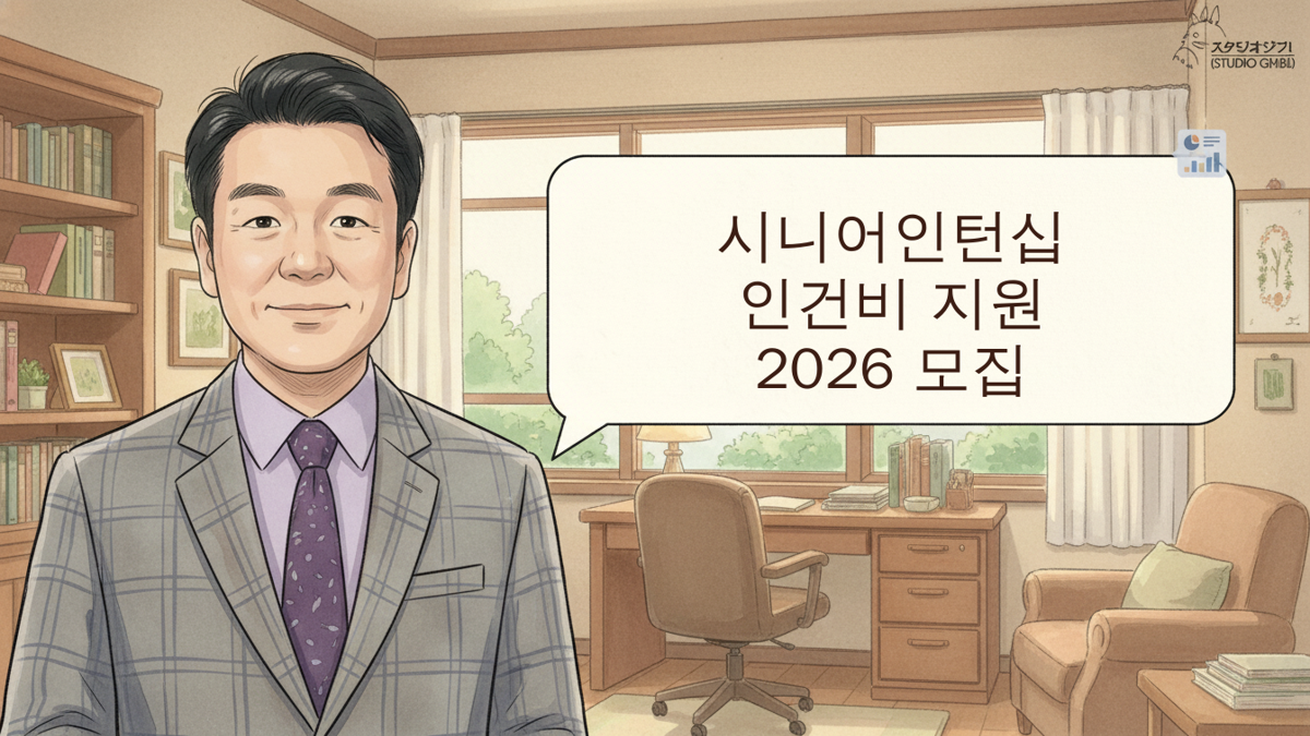 2026 시니어인턴십 참여기업 모집 인건비 무상 지원 안내 아바타 일러스트