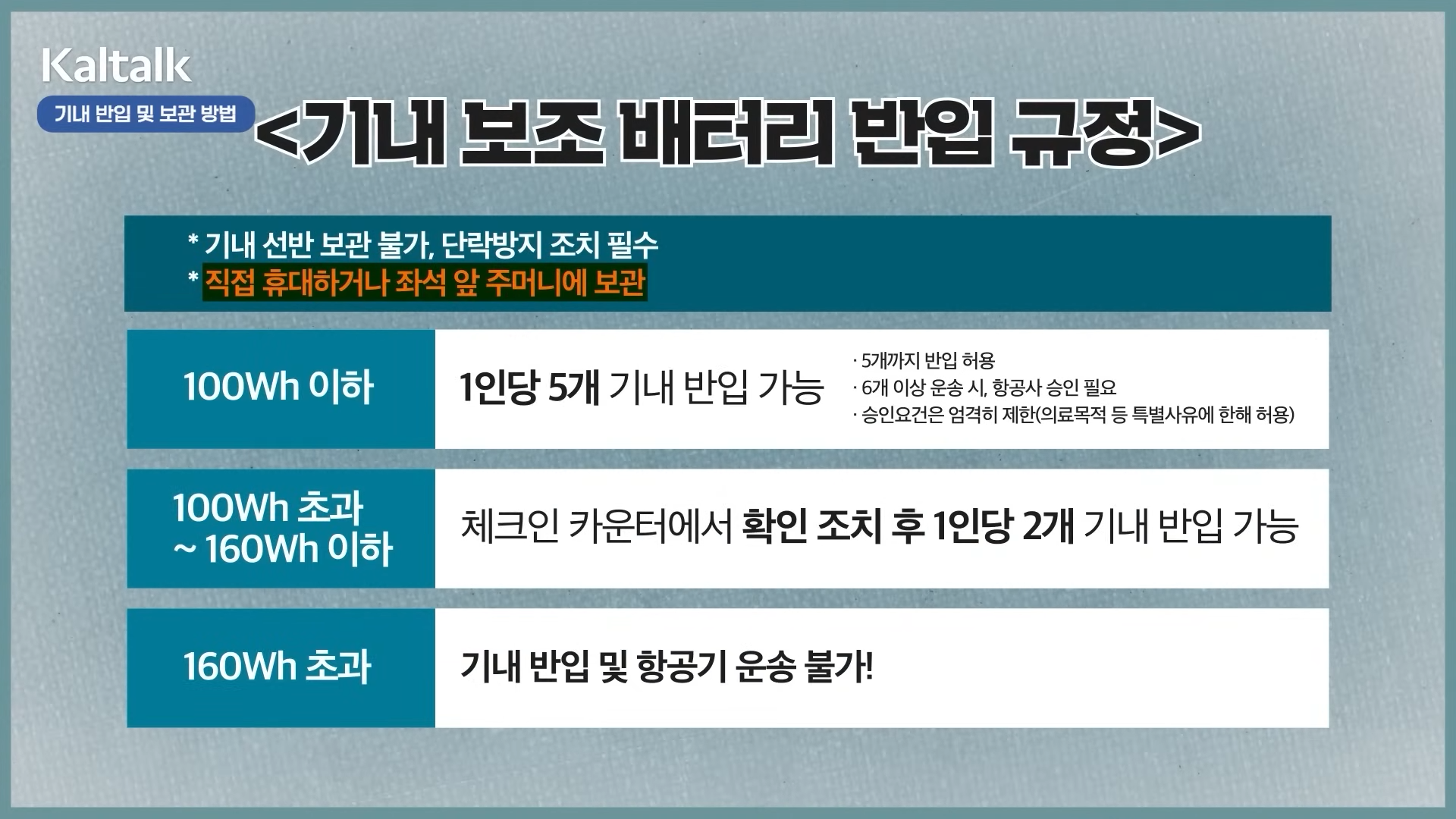 보조배터리 기내반입 방법