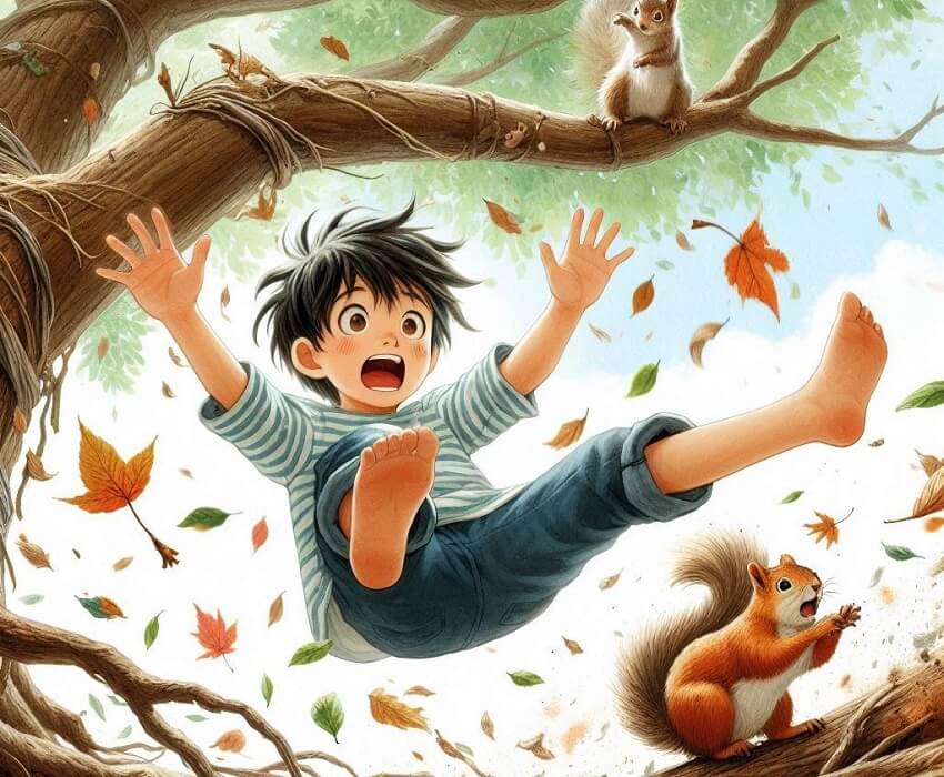 나무에서 떨어지는 소년