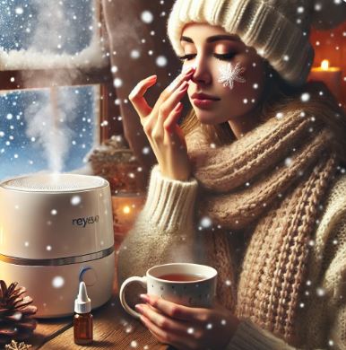 겨울철 코 관리하는 여성사진