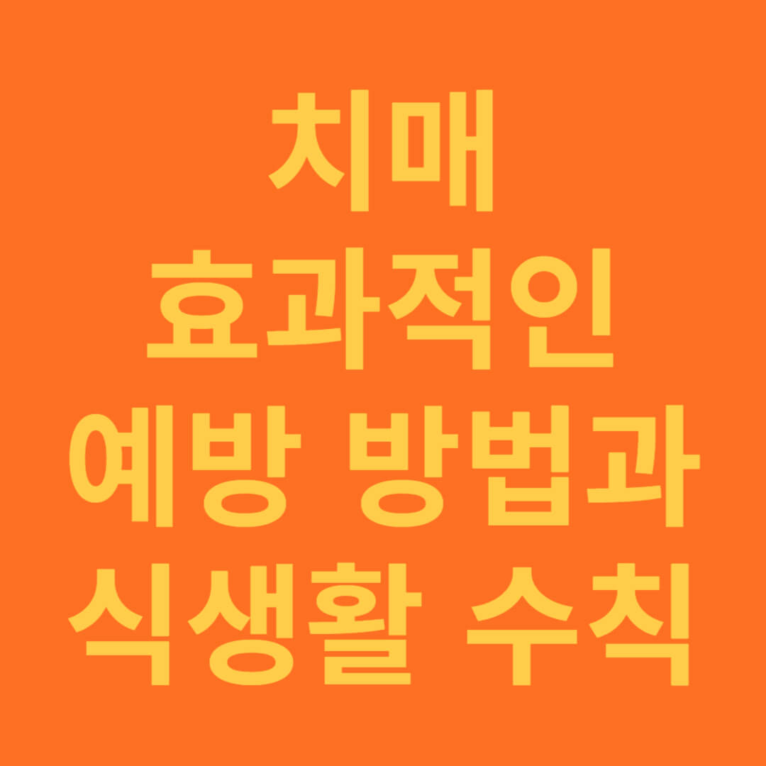 치매 효과적인 예방 방법과 식생활 관리 방법