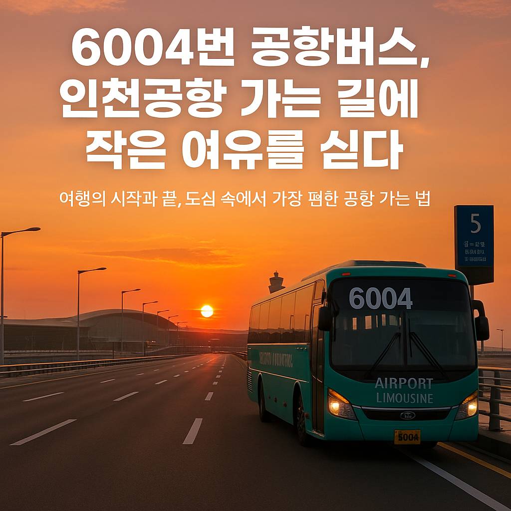석양이 지는 초저녁 도로위 6004번 공항버스
