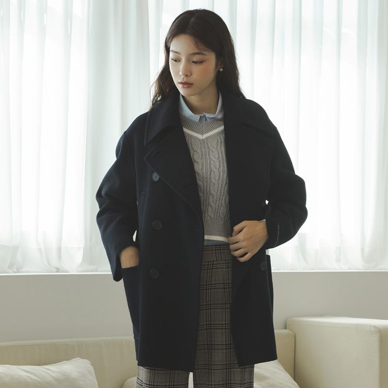 잇미샤 23 F W 잇미샤 캐시미어 더블버튼 핸드메이드 하프 코트 ITNAZHL640